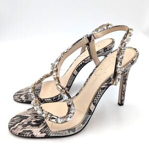 Jessica Simpson Jaycin Heel Sandal Women's Black/White Size US8.5M EU39.5